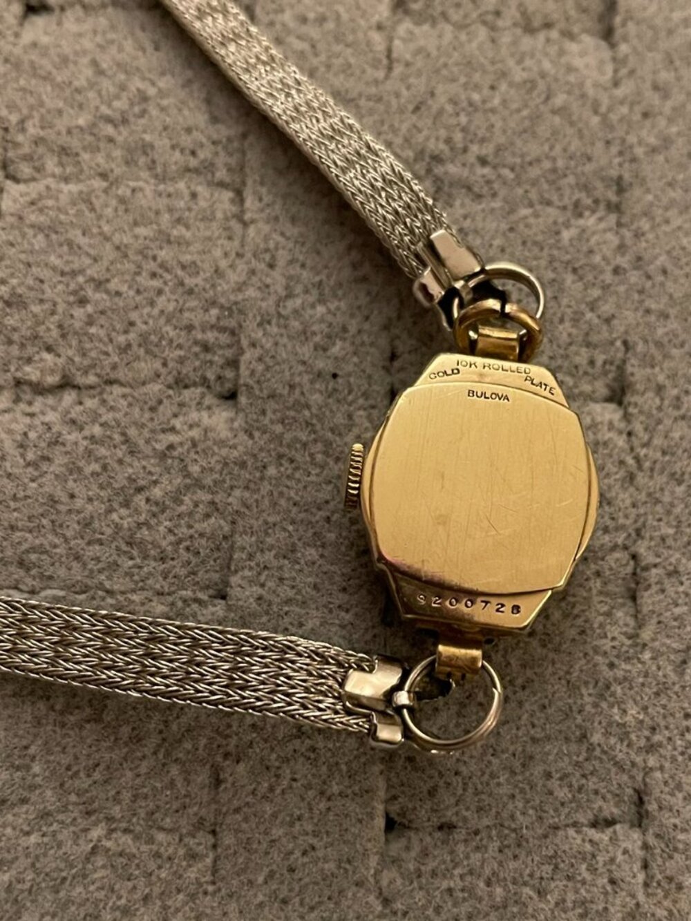 Vintage Gold Watch Bulova Deco Mid Century 10k Rolled Gold 9200728 Not Working - Picture 9 of 11